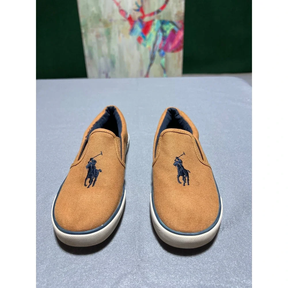 Polo Ralph Lauren Bal Harbour Mustard Yellow Canvas Slip On Sneakers Kids Size 2